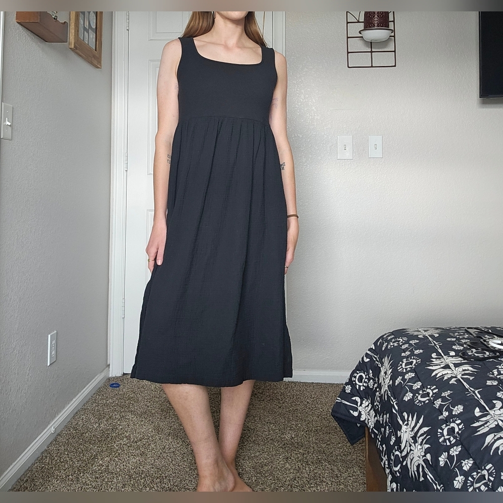 Madewell Black Sleeveless Tank Midi Dress